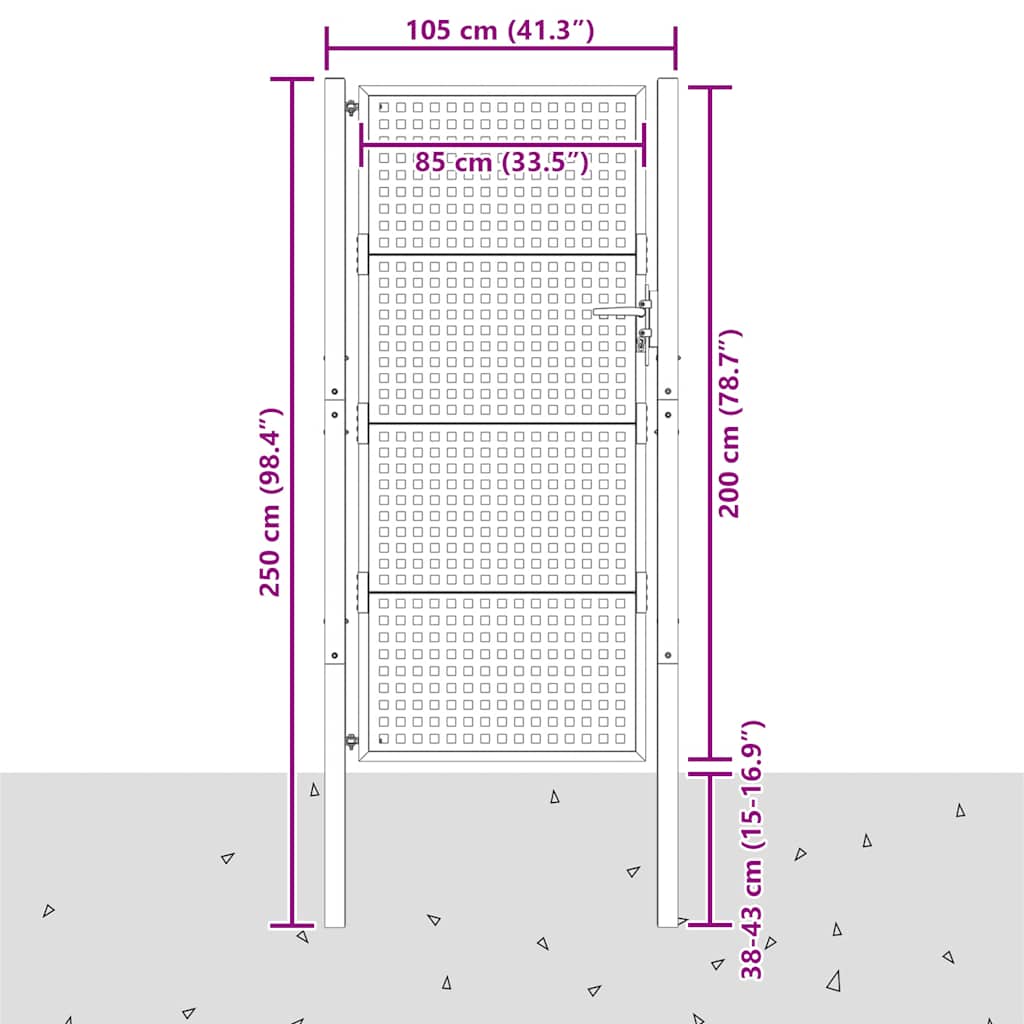havelåge antracitgrå 100x200 cm stål