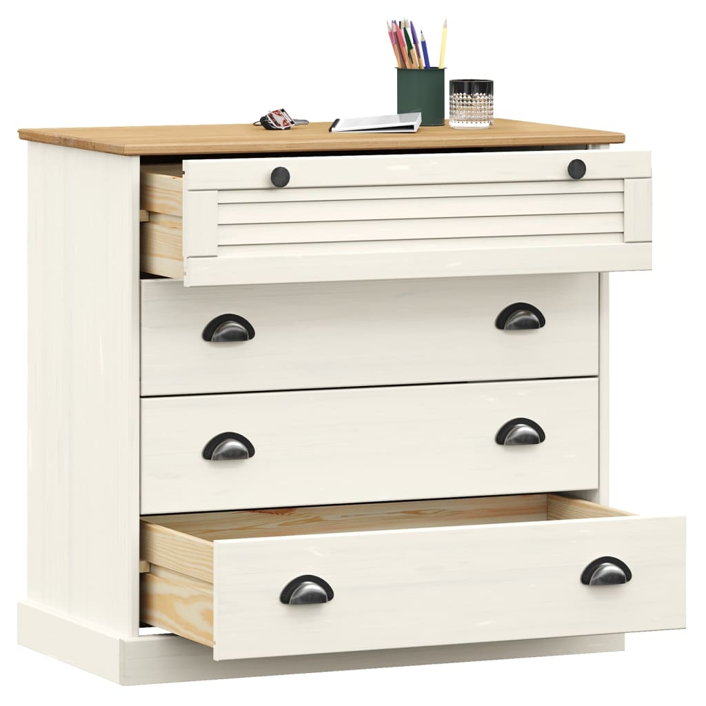 kommode VIGO 80x40x76 cm massivt fyrretræ hvid