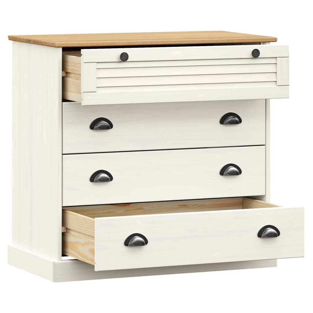 kommode VIGO 80x40x76 cm massivt fyrretræ hvid