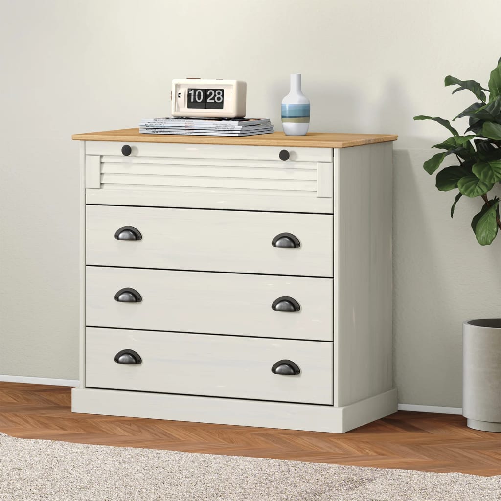 kommode VIGO 80x40x76 cm massivt fyrretræ hvid