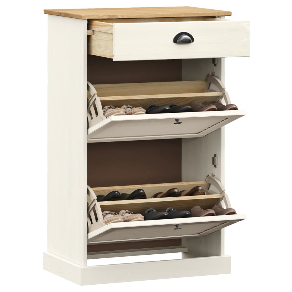 skoskab VIGO 60x35x96 cm massivt fyrretræ hvid
