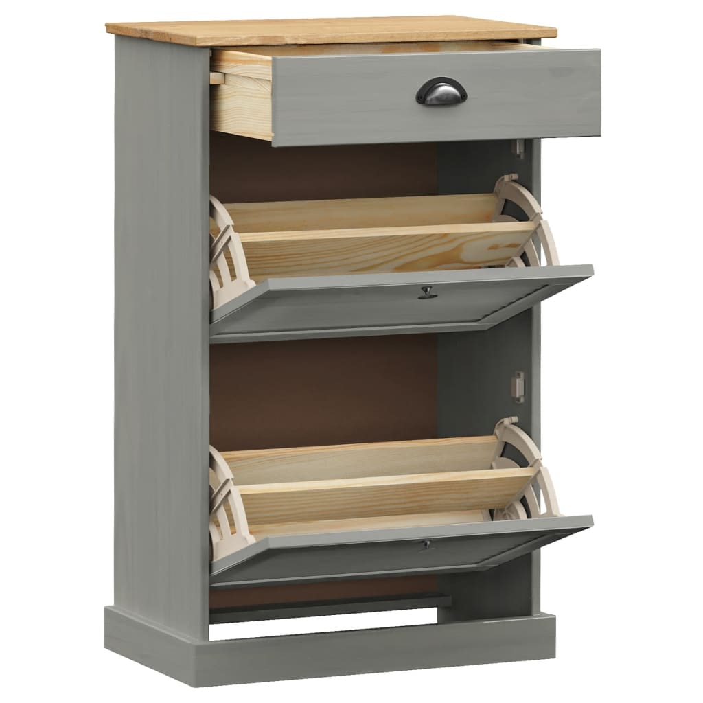 skoskab VIGO 60x35x96 cm massivt fyrretræ grå