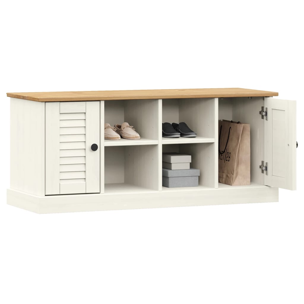 skobænk VIGO 106x35x45 cm massivt fyrretræ hvid