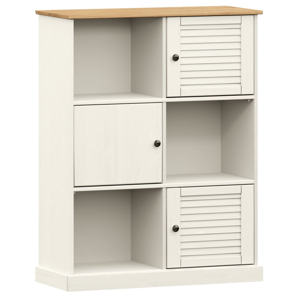 bogreol VIGO 90x35x114,5 cm massivt fyrretræ hvid