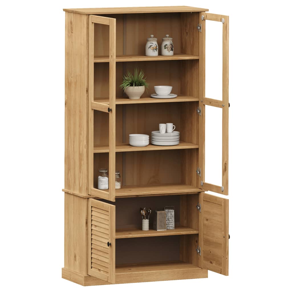 glasskab VIGO 85x35x170 cm massivt fyrretræ