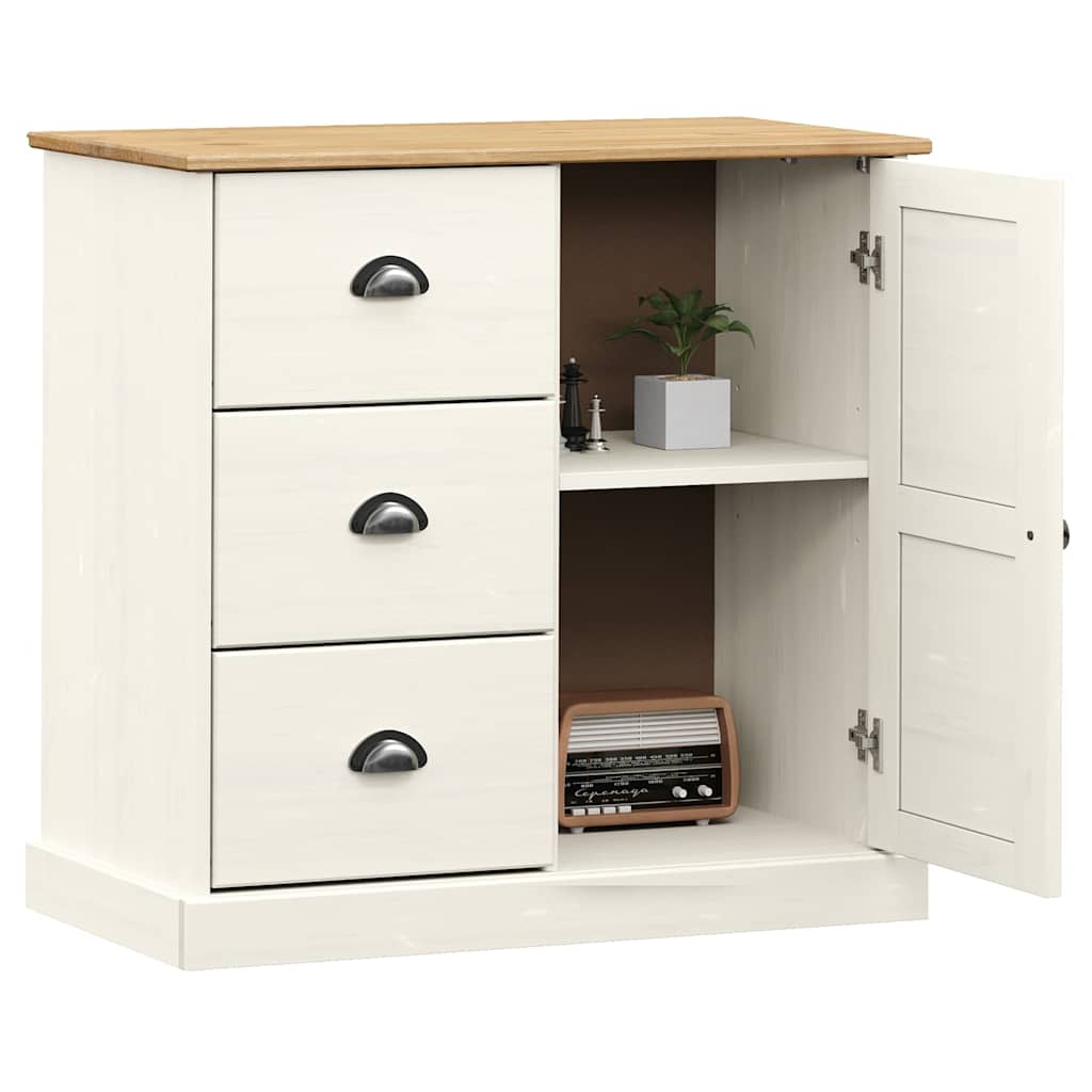 skænk med skuffer VIGO 78x40x75 cm massivt fyrretræ hvid