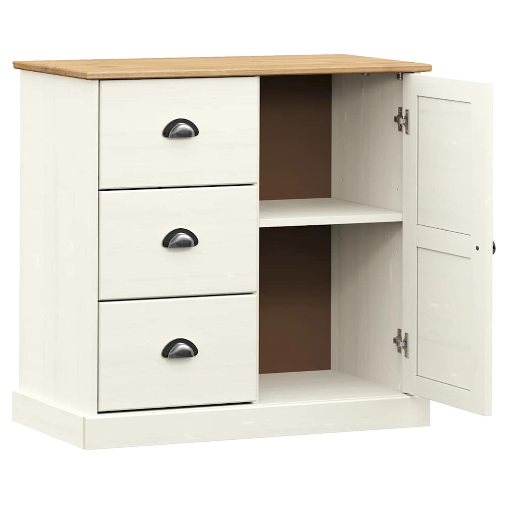 skænk med skuffer VIGO 78x40x75 cm massivt fyrretræ hvid