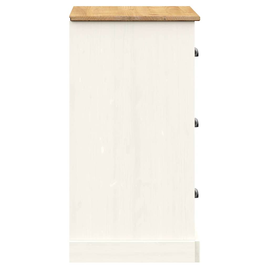 skænk med skuffer VIGO 78x40x75 cm massivt fyrretræ hvid