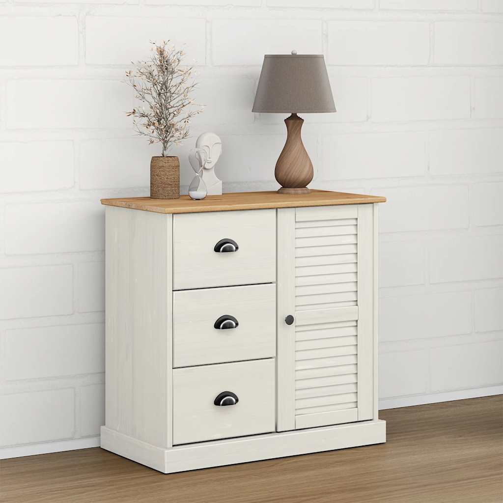 skænk med skuffer VIGO 78x40x75 cm massivt fyrretræ hvid