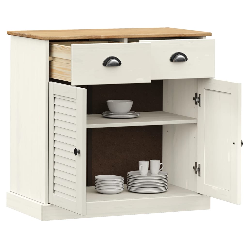 skænk med skuffer VIGO 78x40x75 cm massivt fyrretræ hvid
