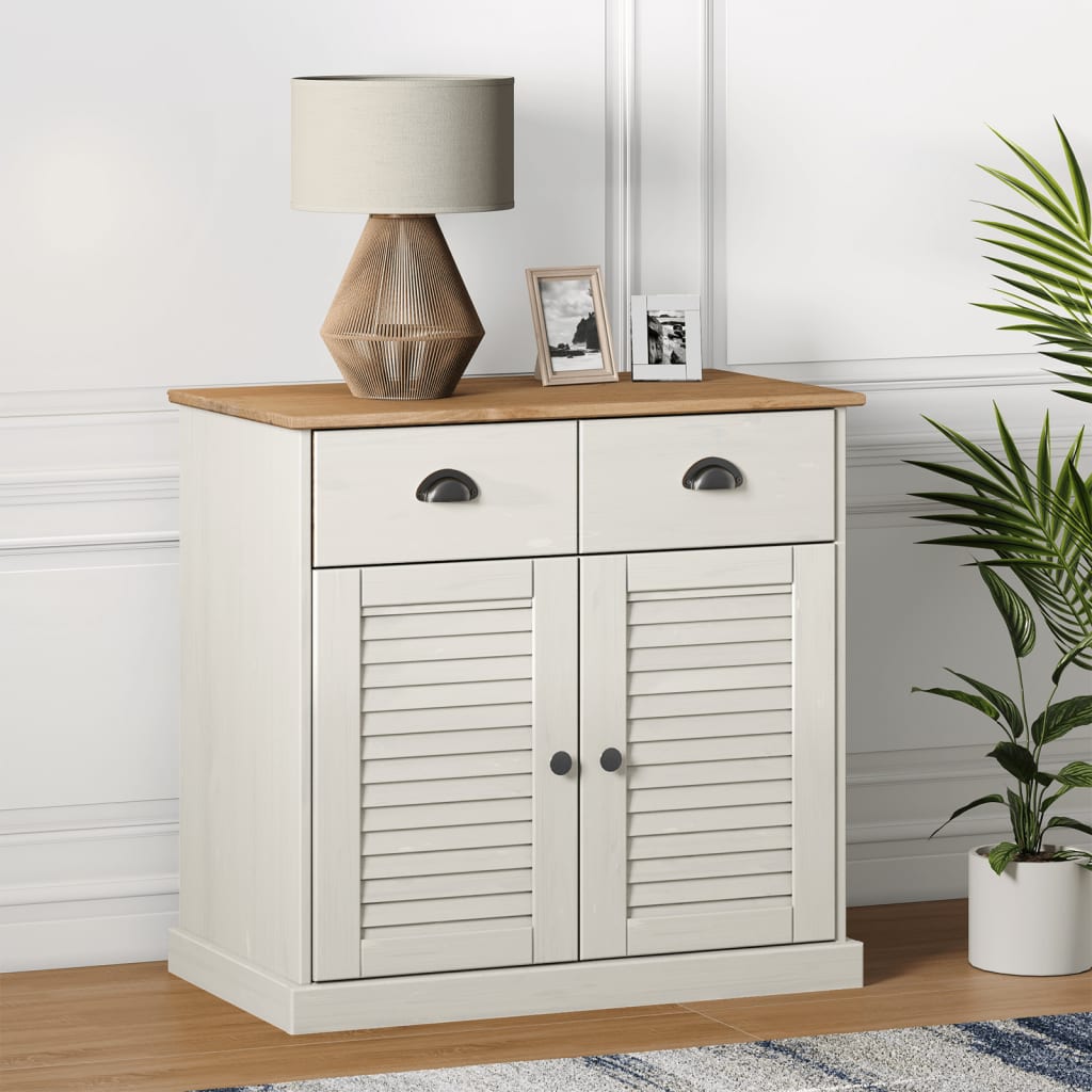 skænk med skuffer VIGO 78x40x75 cm massivt fyrretræ hvid