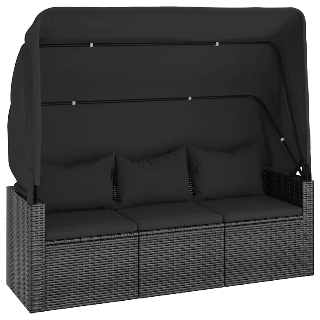 sofasæt til haven 4 dele med hynder polyrattan sort