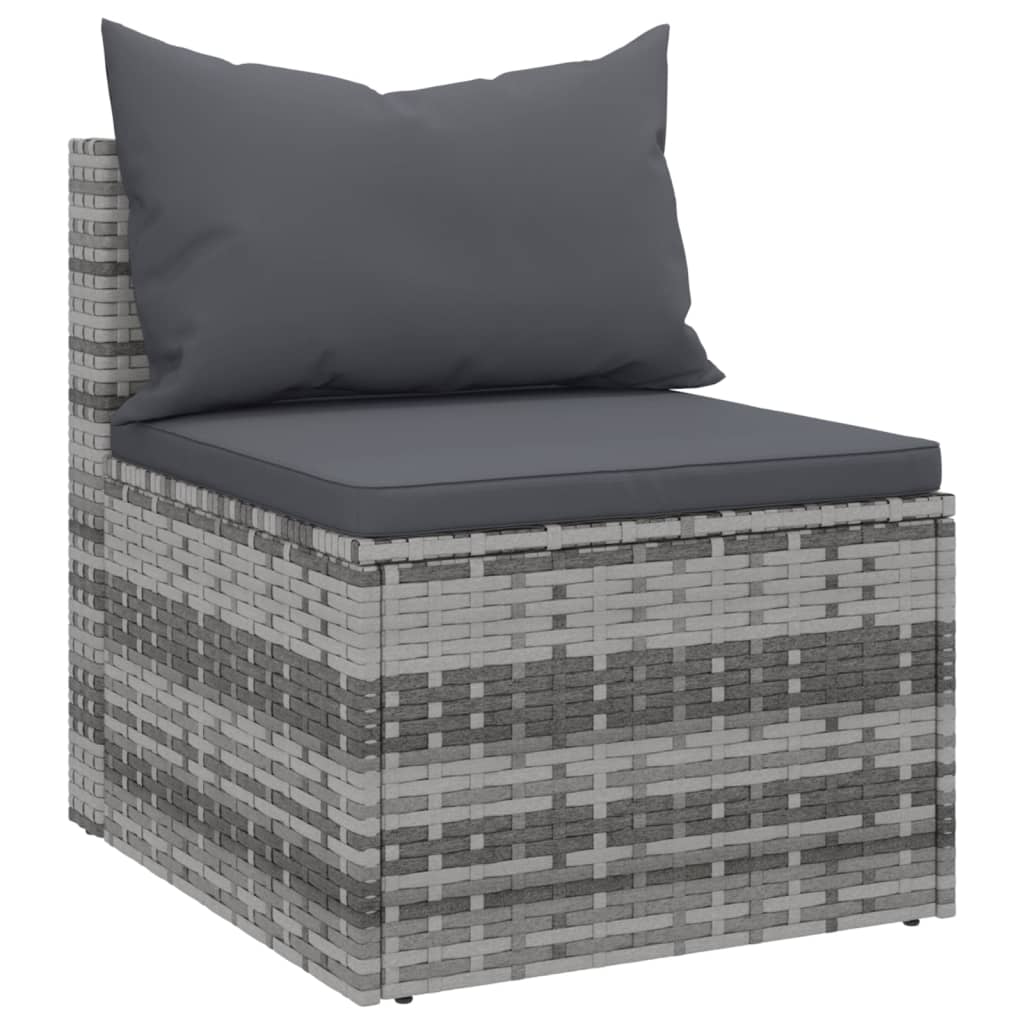 sofasæt til haven 4 dele med hynder polyrattan grå