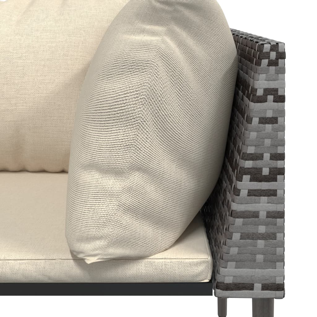 loungesæt til haven 5 dele med hynder polyrattan grå