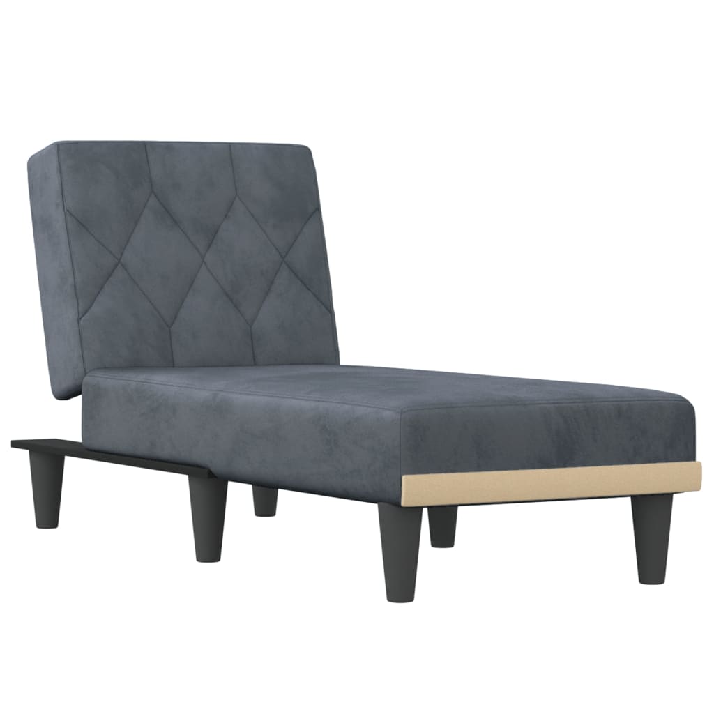 chaiselong velour mørkegrå