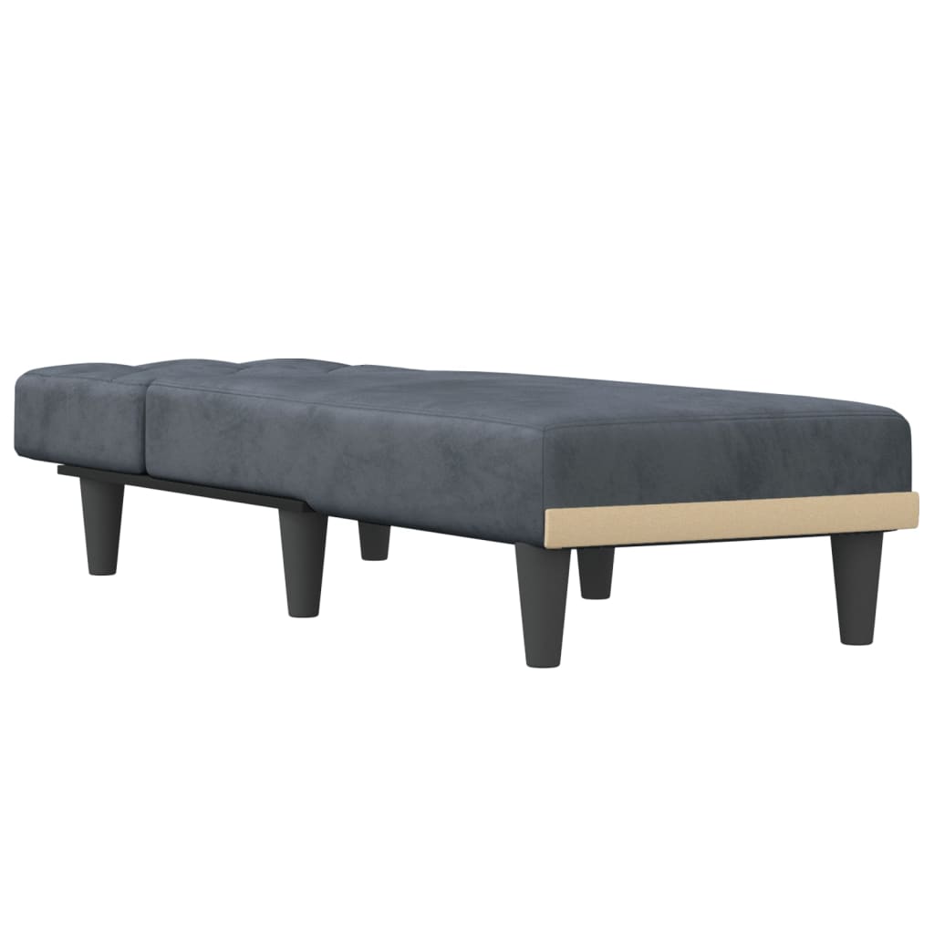 chaiselong velour mørkegrå