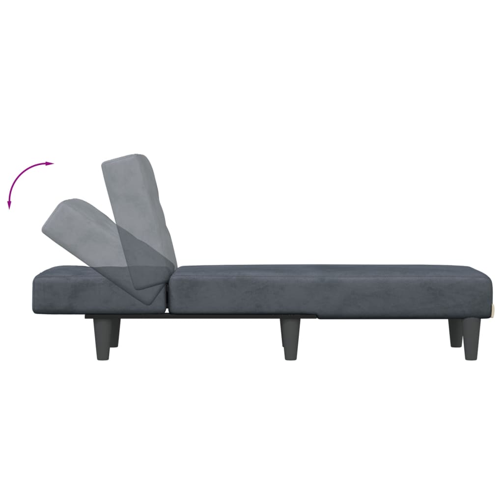 chaiselong velour mørkegrå