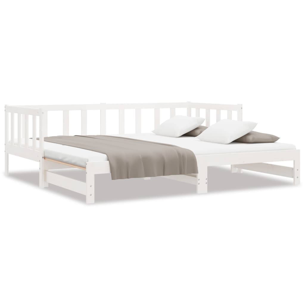 daybed med udtræk 2x(90x200) cm massivt fyrretræ hvid