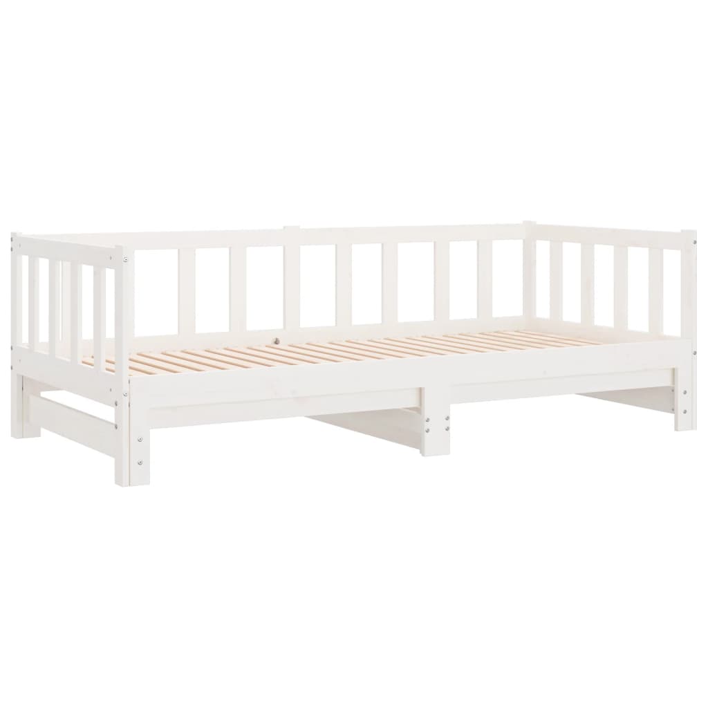 daybed med udtræk 2x(90x200) cm massivt fyrretræ hvid