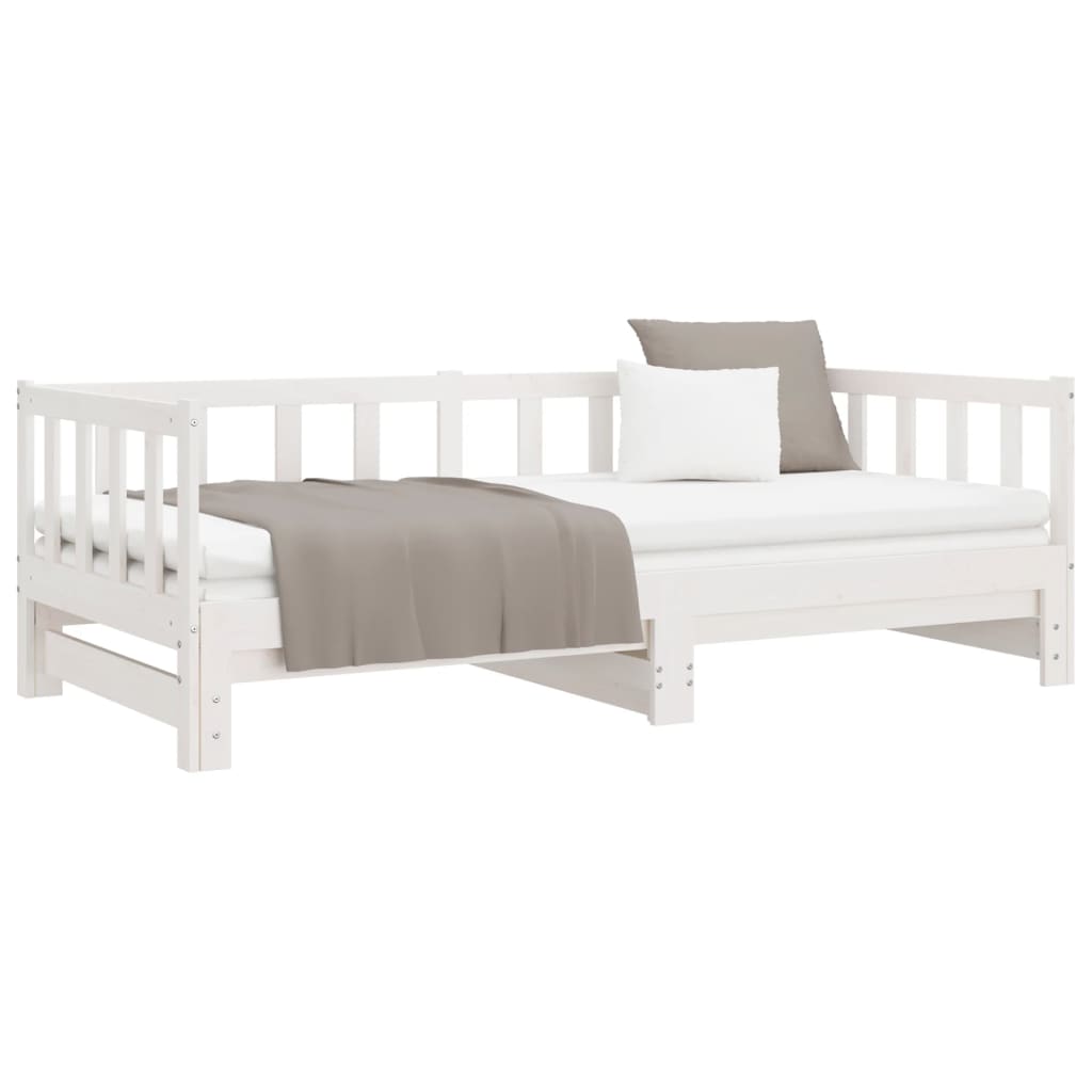 daybed med udtræk 2x(90x200) cm massivt fyrretræ hvid