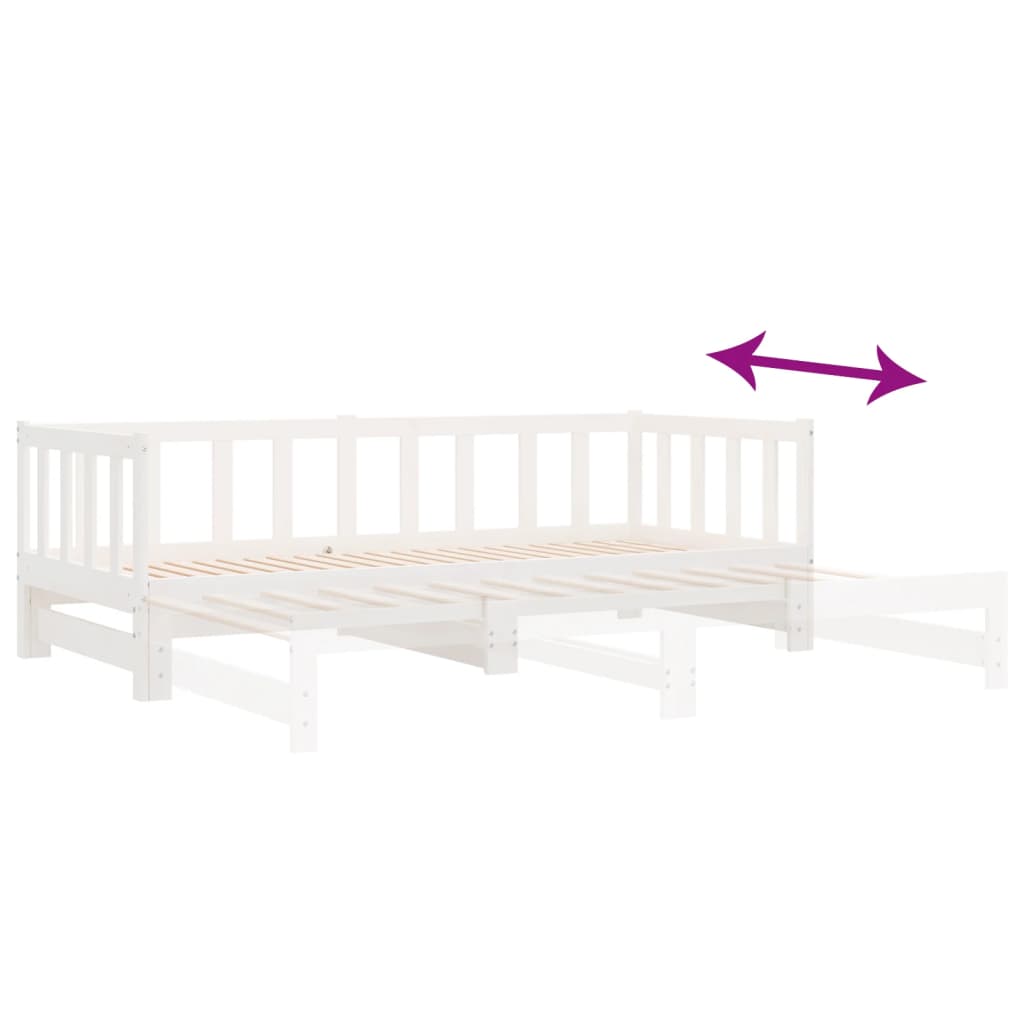 daybed med udtræk 2x(90x200) cm massivt fyrretræ hvid