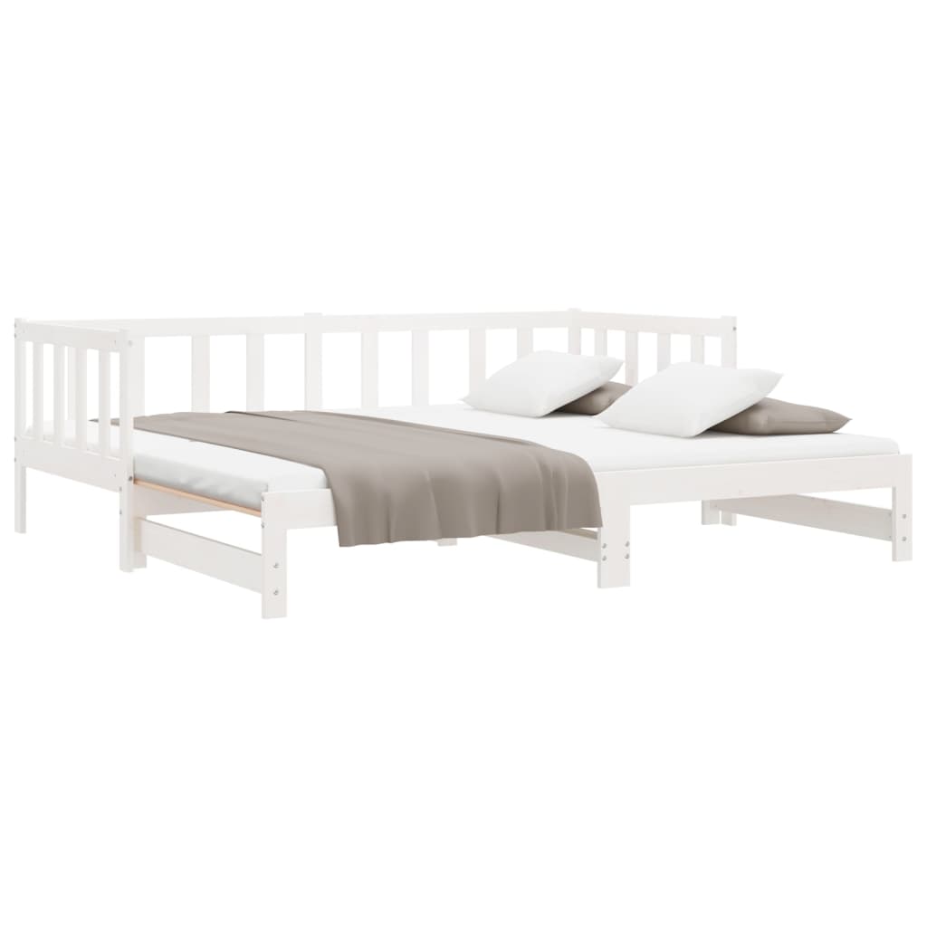 daybed med udtræk 2x(90x200) cm massivt fyrretræ hvid