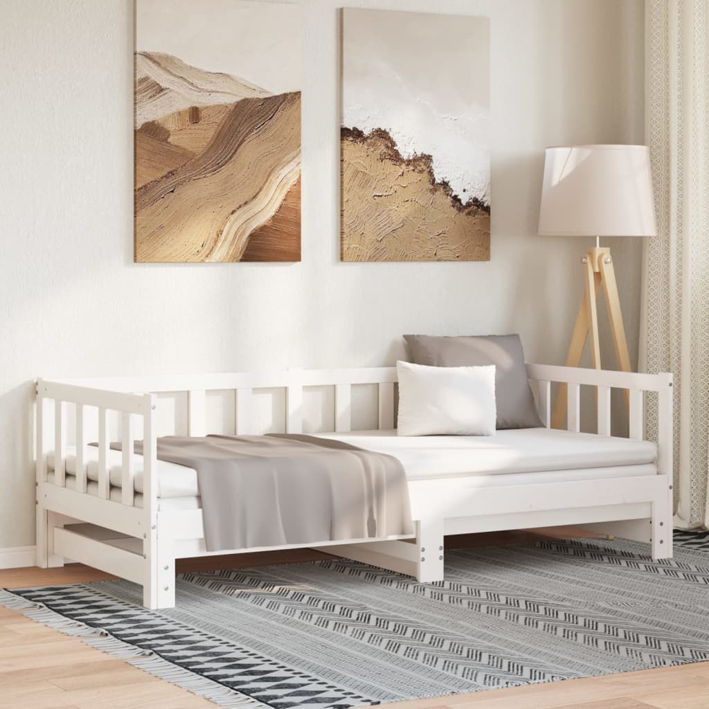 daybed med udtræk 2x(90x200) cm massivt fyrretræ hvid