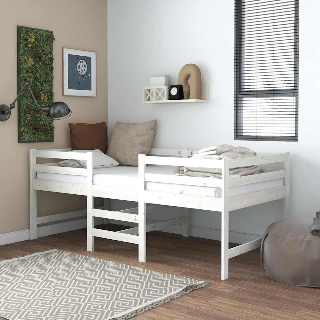 sengeramme uden madras 90x200 cm massivt fyrretræ hvid