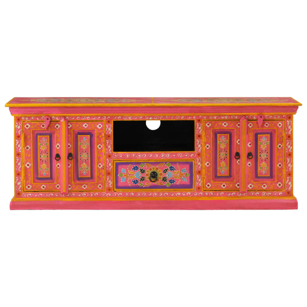 tv-bord 110x30x40 cm massivt mangotræ lyserød