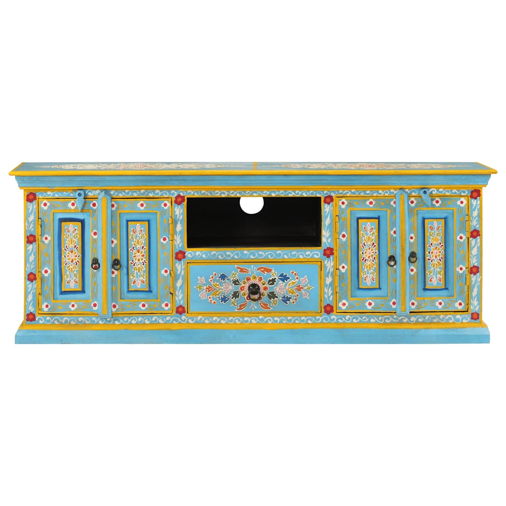 tv-bord 110x30x40 cm massivt mangotræ blå