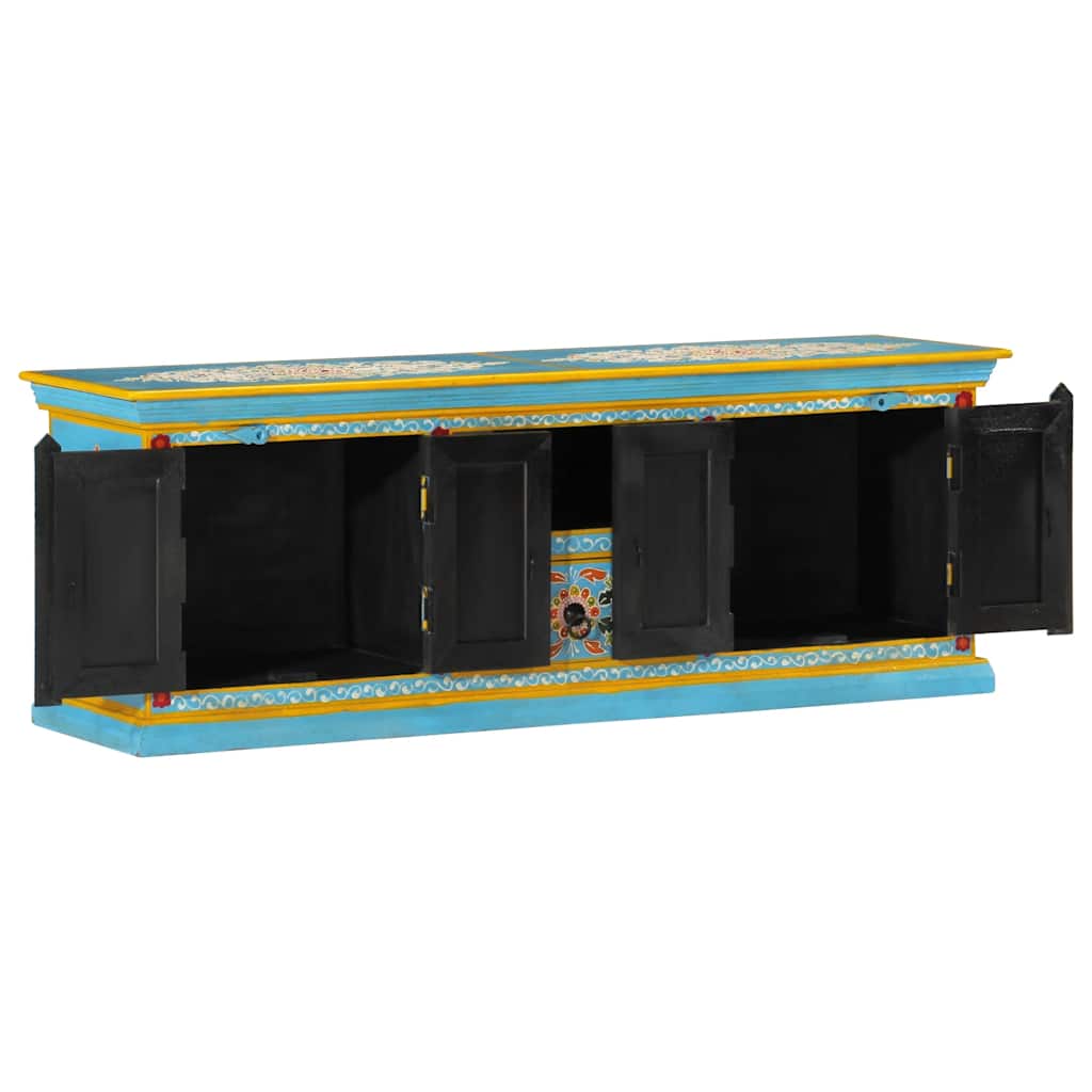 tv-bord 110x30x40 cm massivt mangotræ blå