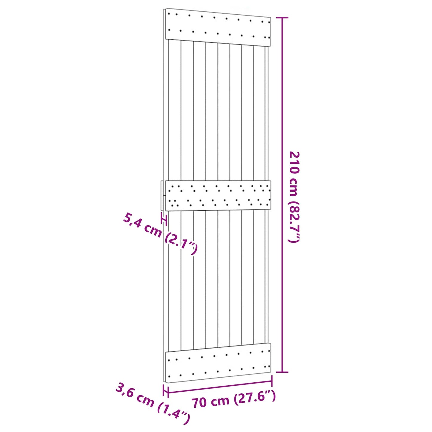 Flad dør NARVIK 70x210cm Massivt Fyrretræ (Ubehandlet)