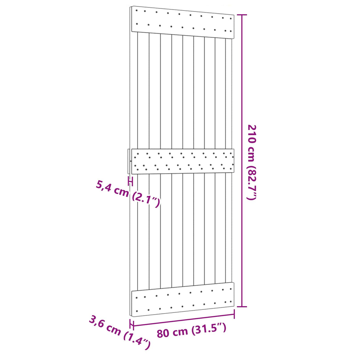 Flad dør NARVIK 80x210 cm Massivt Fyrretræ (Ubehandlet)