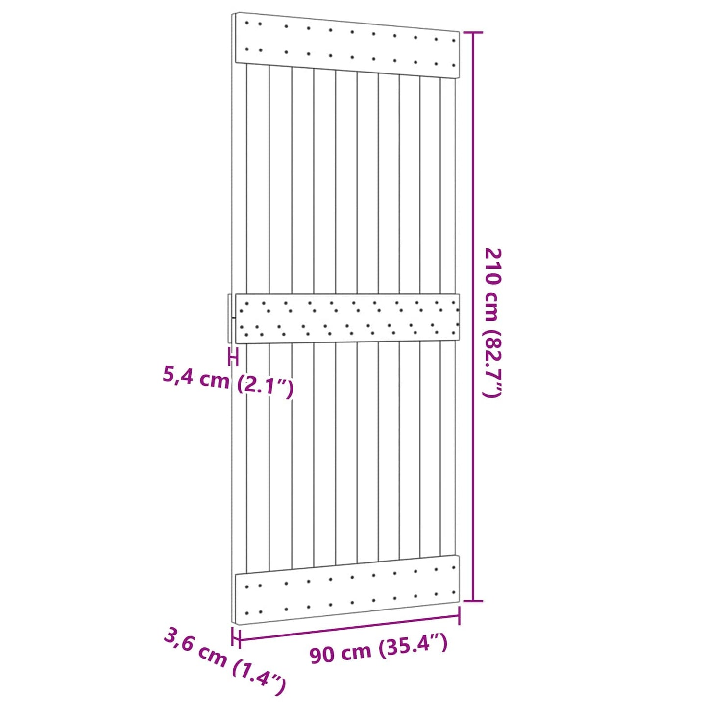 Glat dør NARVIK 90x210cm Massivt Fyrretræ (Ubehandlet)