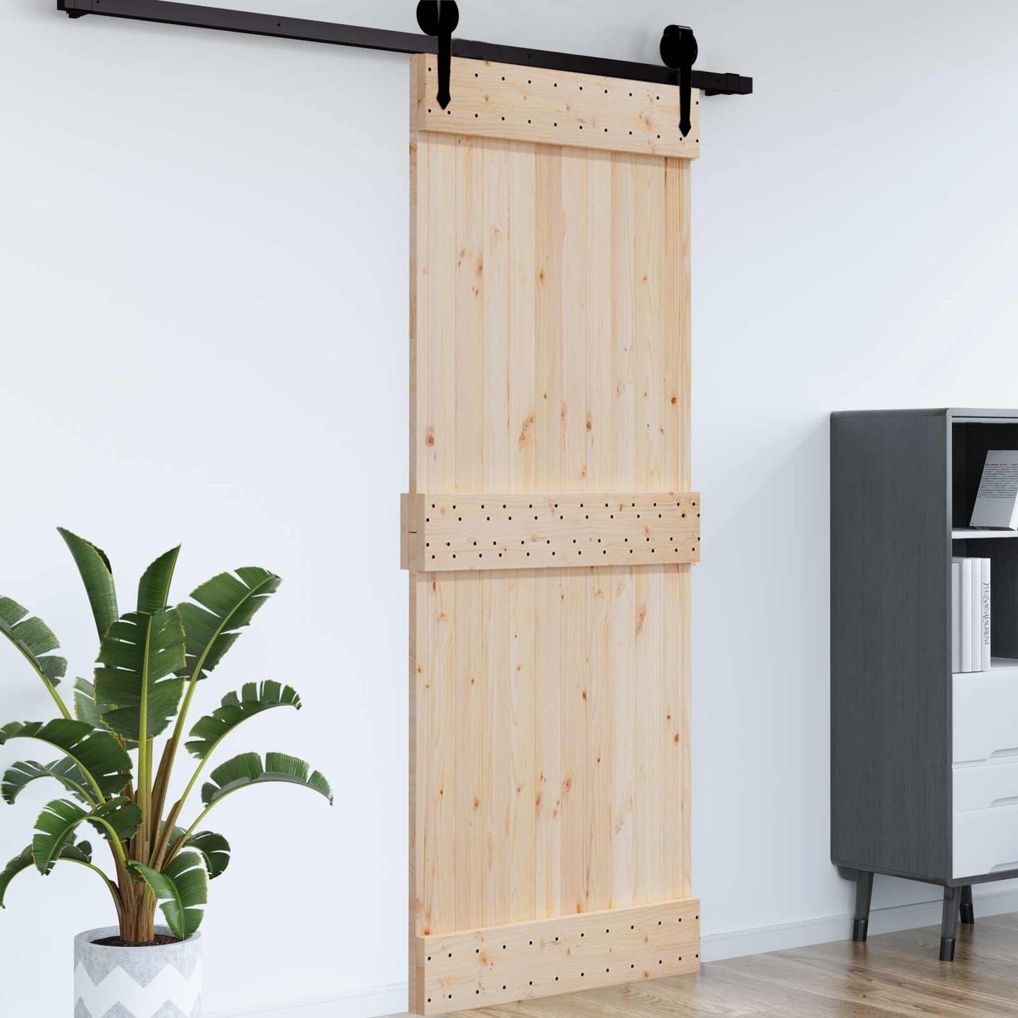 Flad dør NARVIK 95x210cm Massivt Fyrretræ (Ubehandlet)