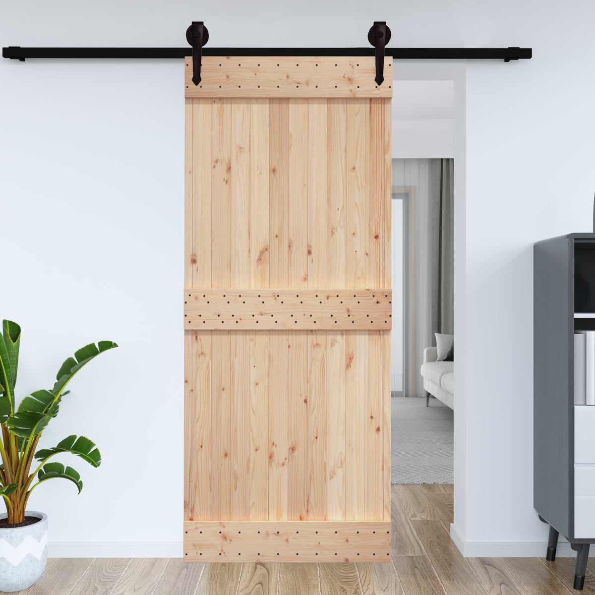 Flad dør NARVIK 95x210cm Massivt Fyrretræ (Ubehandlet)