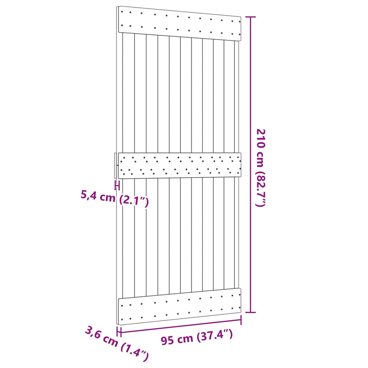 Flad dør NARVIK 95x210cm Massivt Fyrretræ (Ubehandlet)