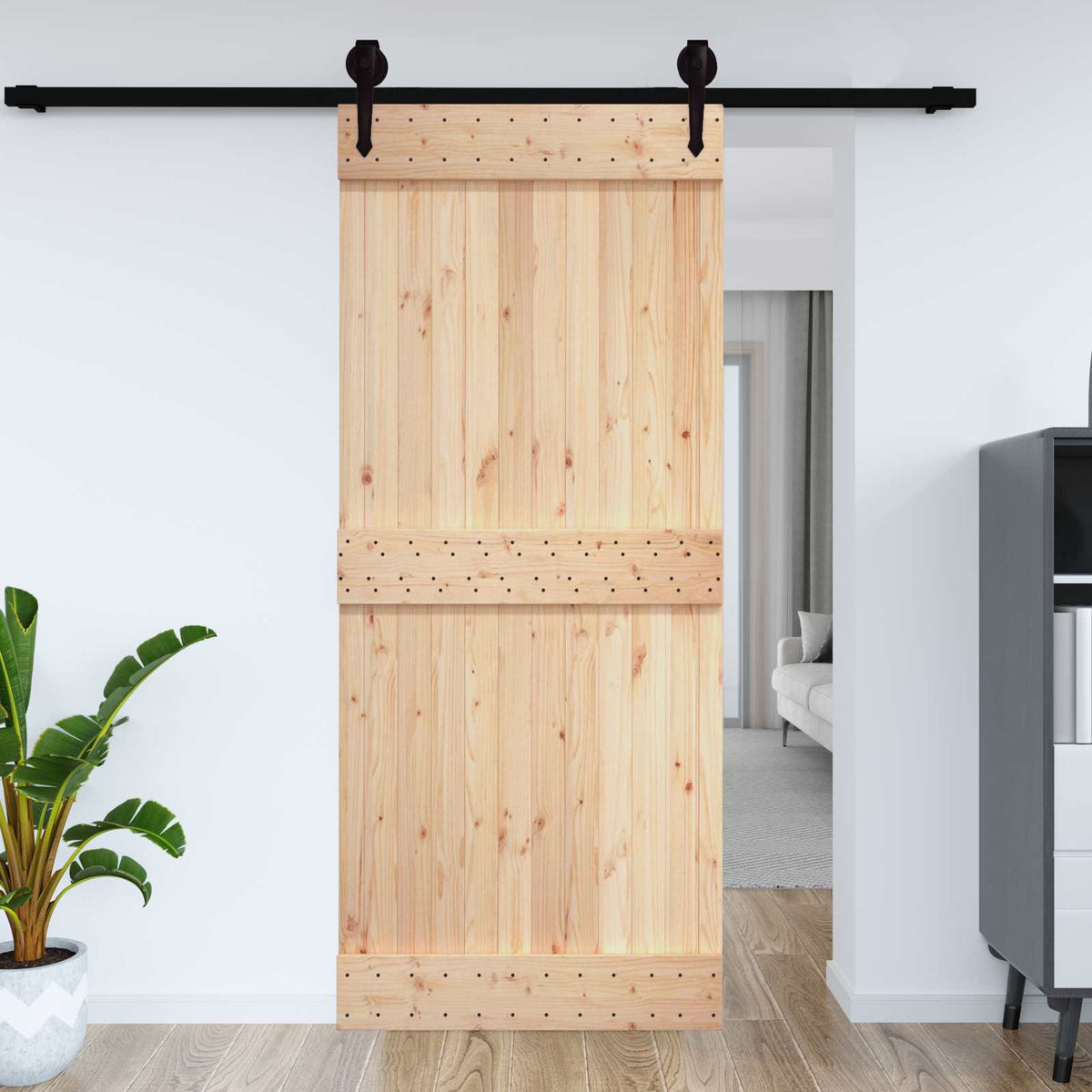Dør NARVIK 100 x 210 cm Massivt Fyrretræ (Ubehandlet)