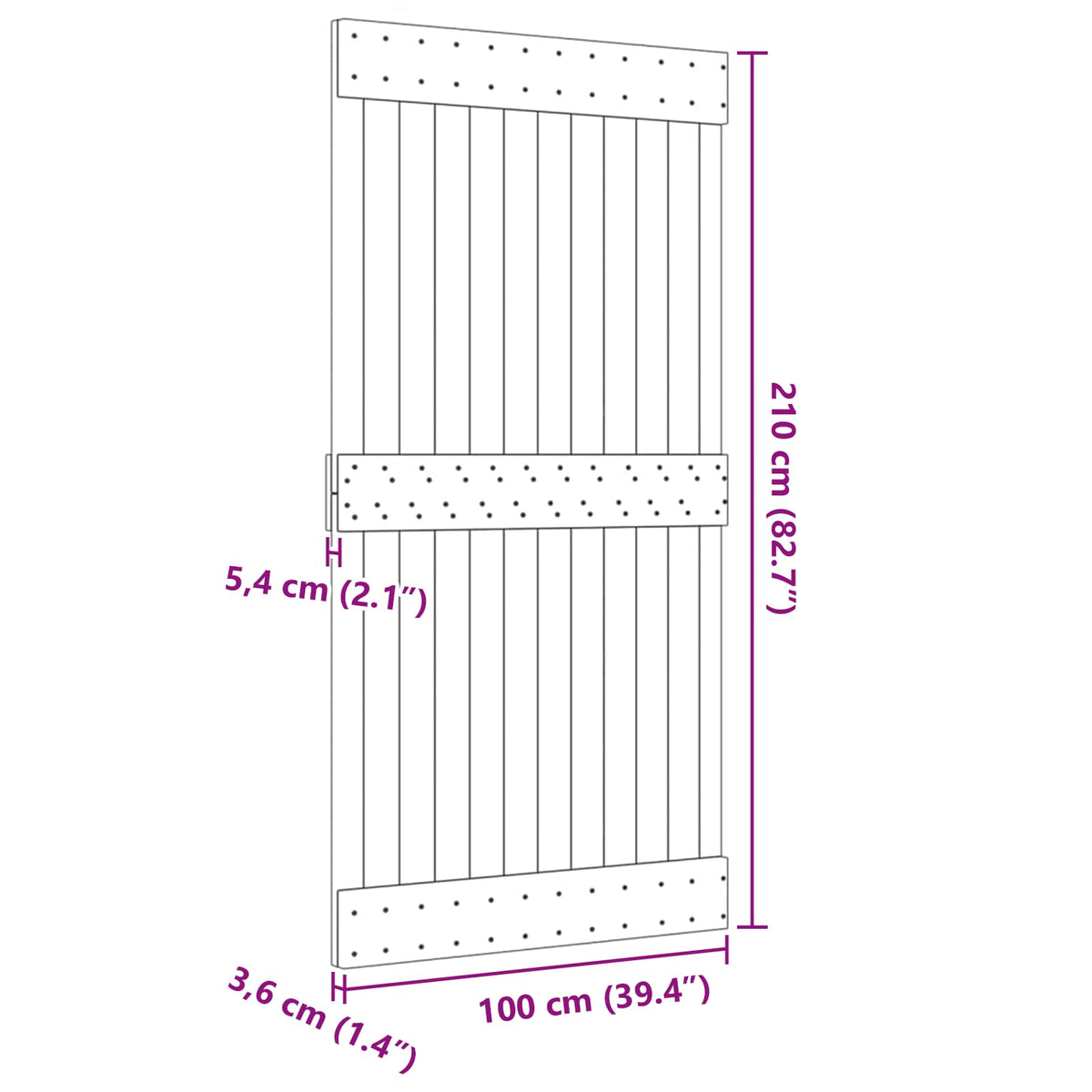 Dør NARVIK 100 x 210 cm Massivt Fyrretræ (Ubehandlet)