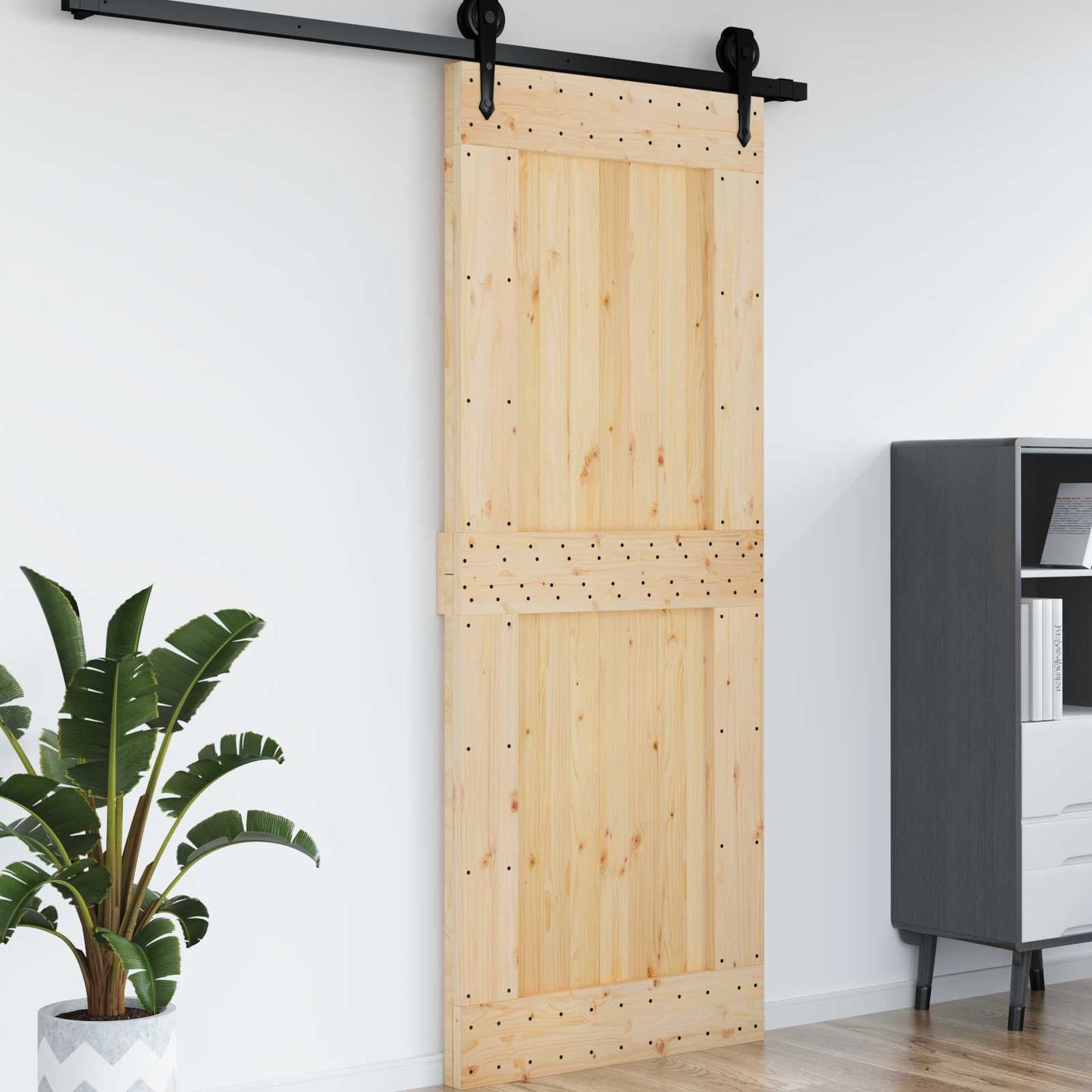 Enkel dør NARVIK 90x210cm Massivt Fyrretræ (Ubehandlet)