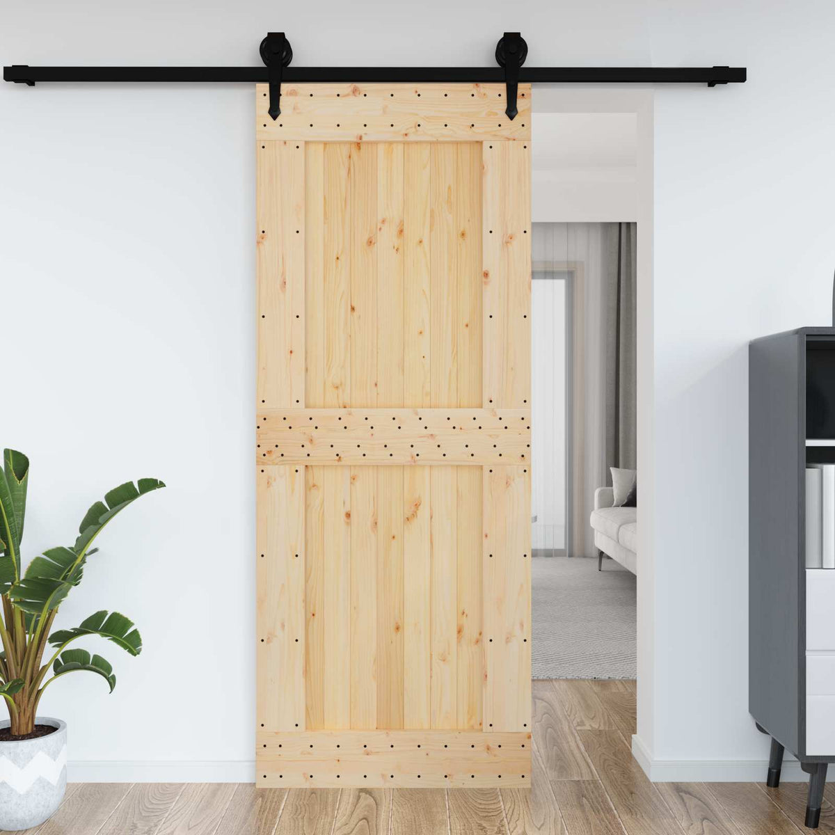 Enkel dør NARVIK 90x210cm Massivt Fyrretræ (Ubehandlet)