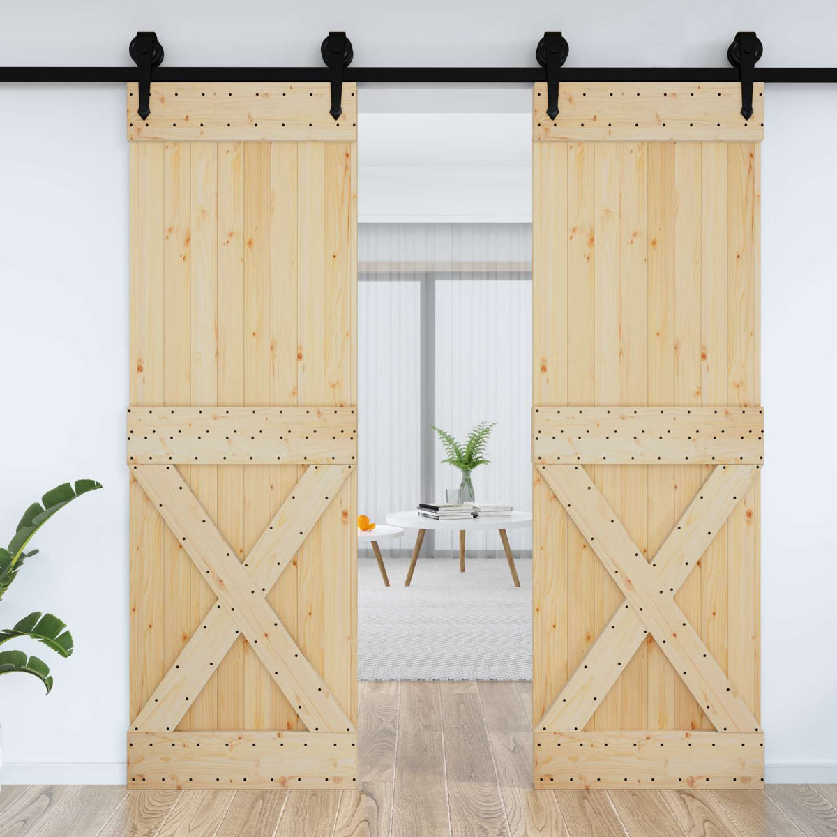 Krydsdør NARVIK 70x210cm Massivt Fyrretræ (Ubehandlet)