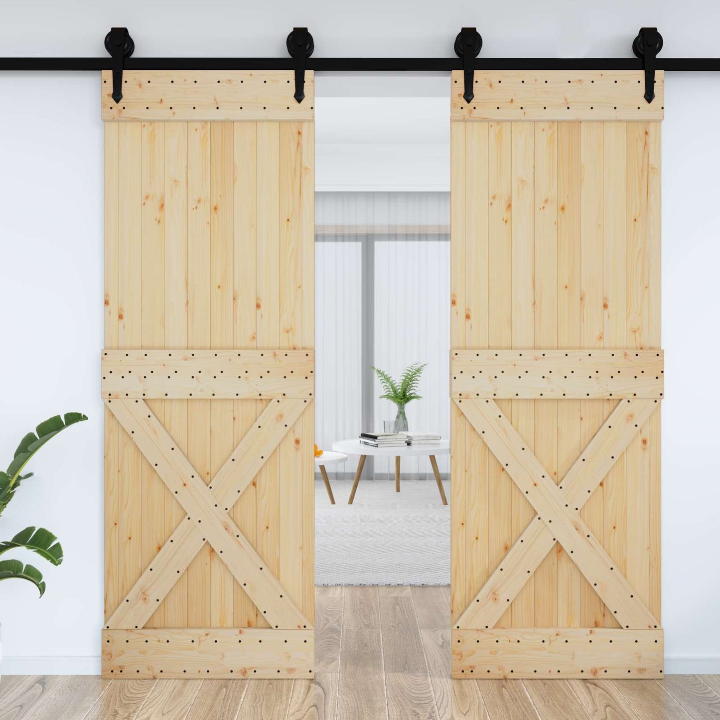 Krydsdør NARVIK 80x210cm Massivt Fyrretræ (Ubehandlet)