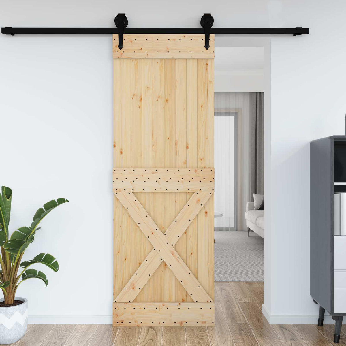 Krydsdør NARVIK 80x210cm Massivt Fyrretræ (Ubehandlet)