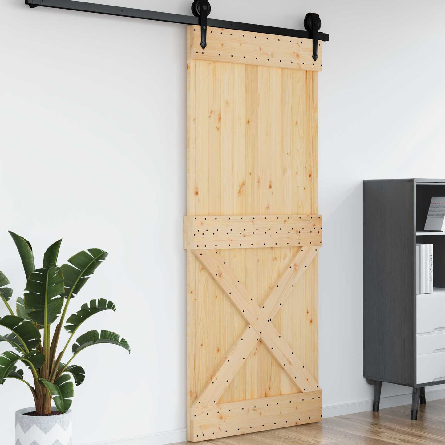 Krydsdør NARVIK 95x210cm Massivt Fyrretræ (Ubehandlet)