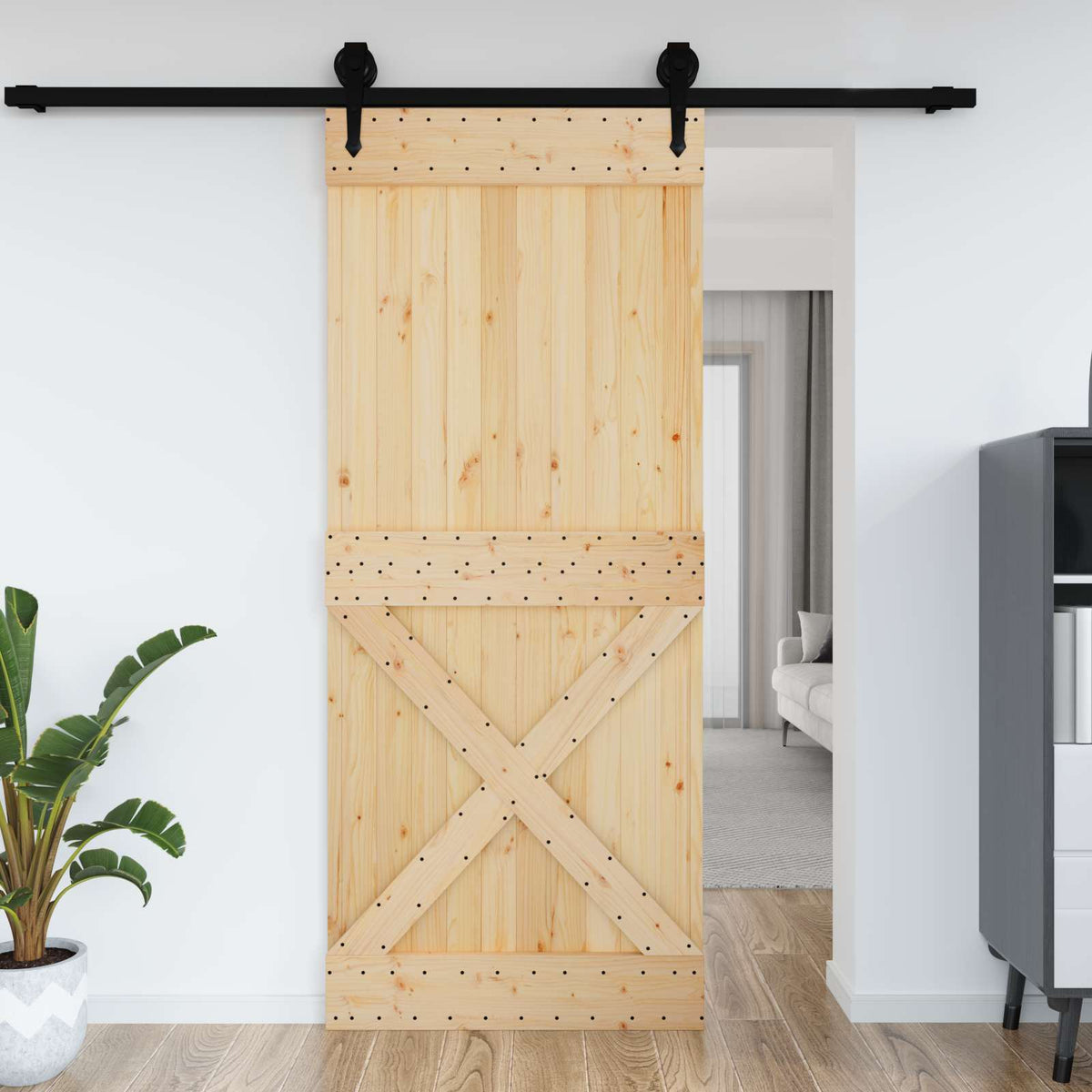 Krydsdør NARVIK 95x210cm Massivt Fyrretræ (Ubehandlet)