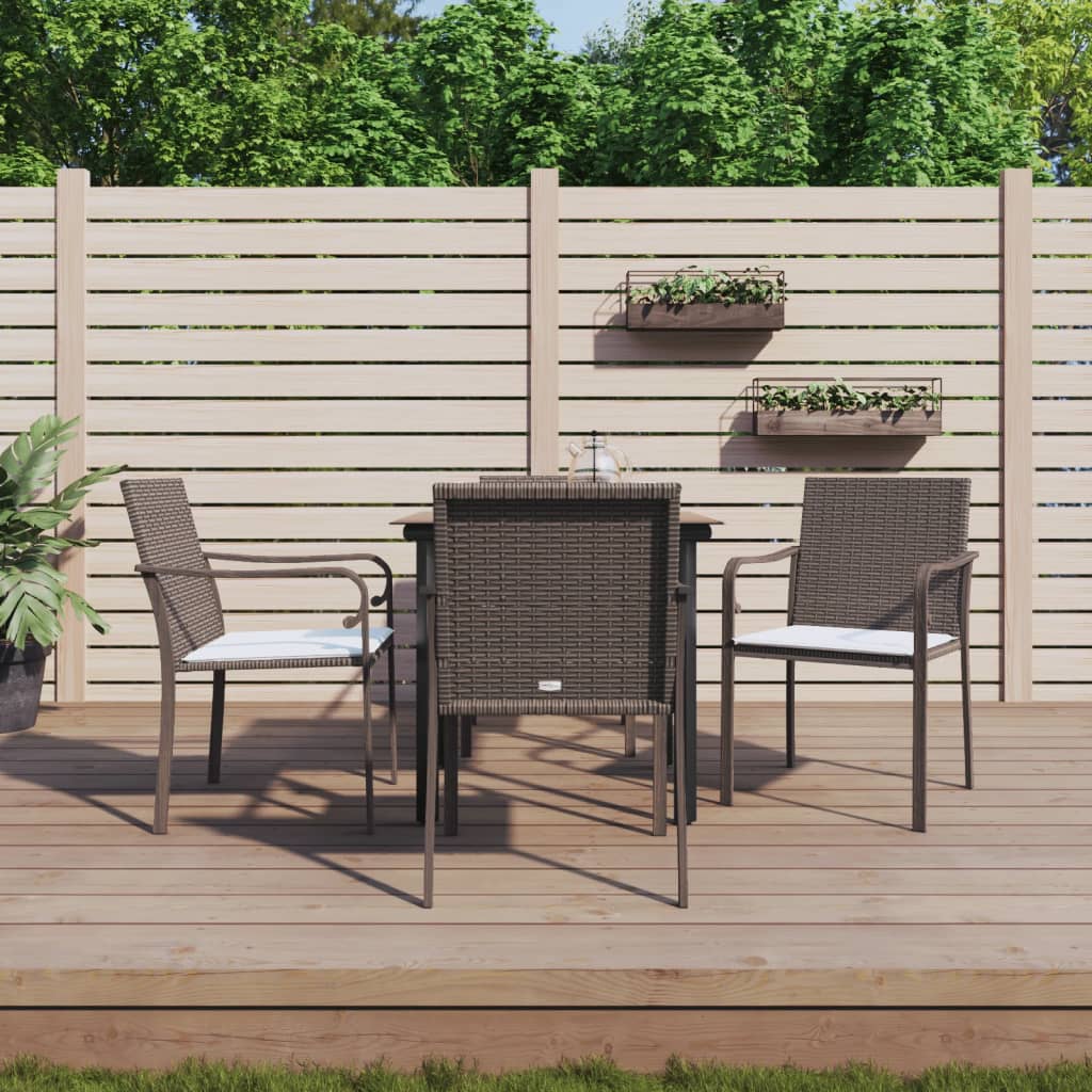 spisebordssæt til haven 5 dele med hynder polyrattan og stål
