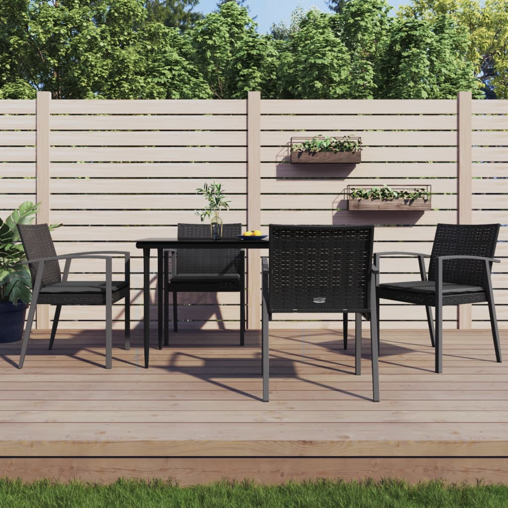 spisebordssæt til haven 5 dele med hynder polyrattan og stål