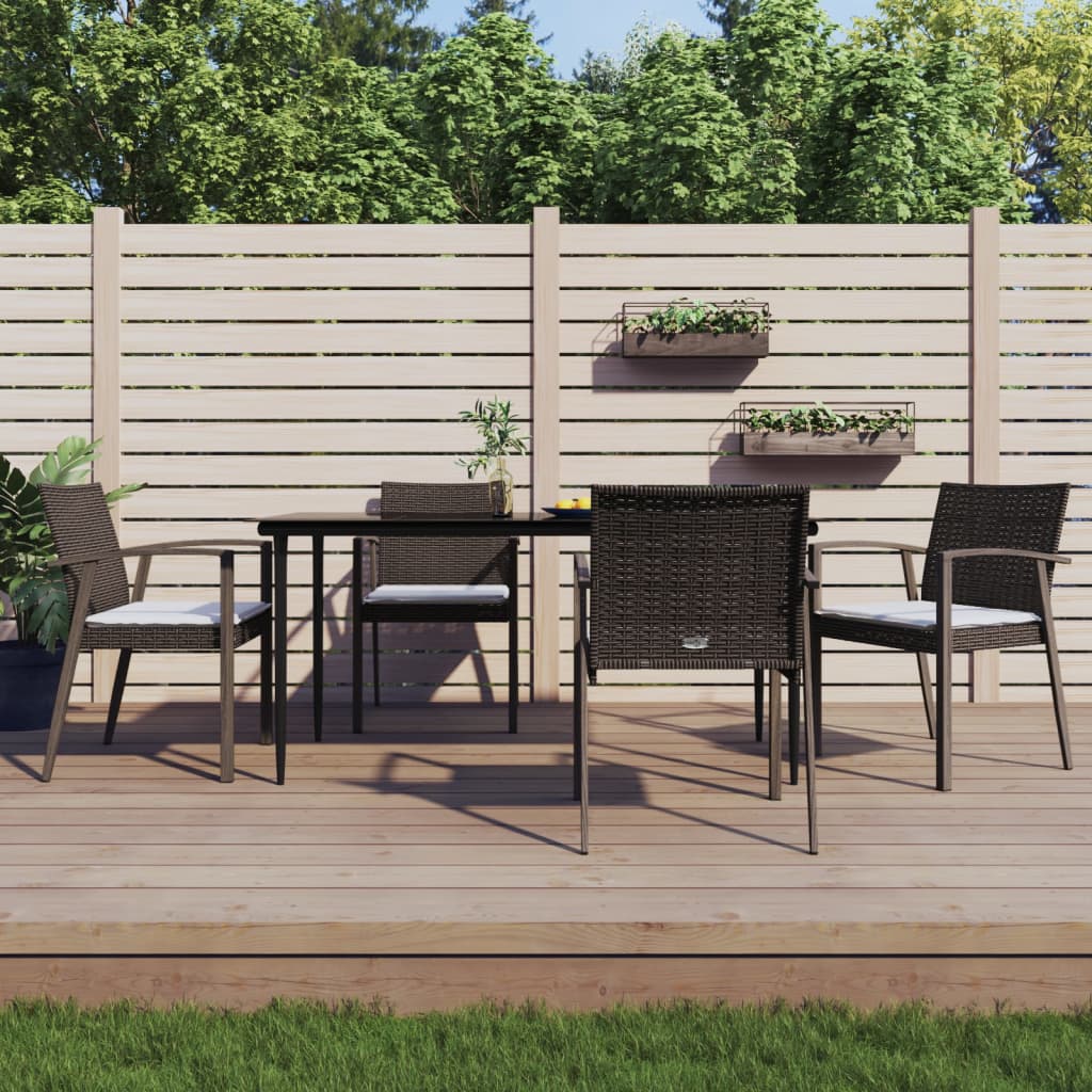 spisebordssæt til haven 5 dele med hynder polyrattan og stål