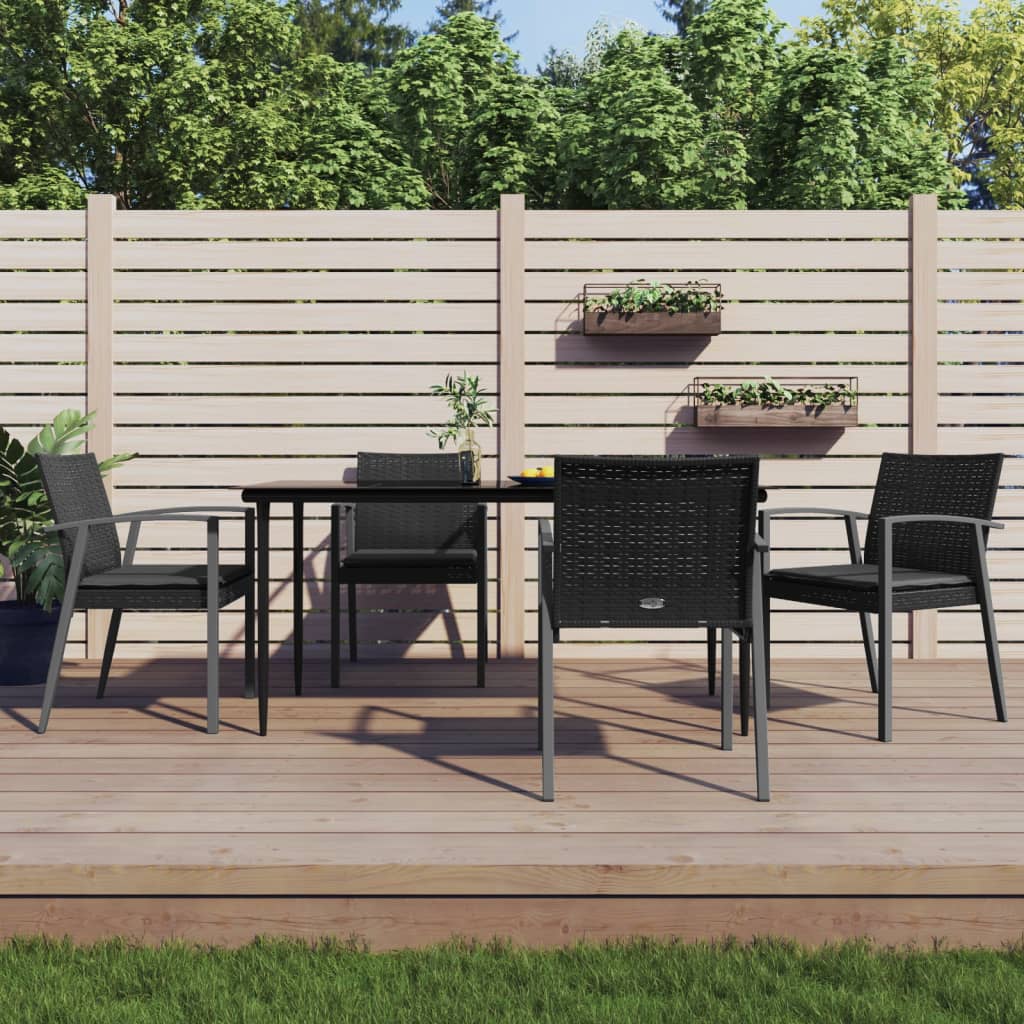 spisebordssæt til haven 5 dele med hynder polyrattan og stål